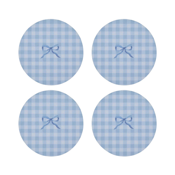 addison ross Blue Gingham Coasters- Set of 4