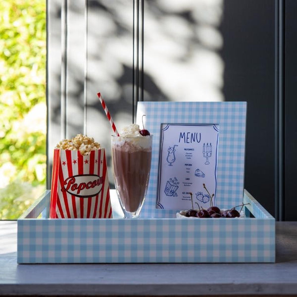 Addison Ross Blue Medium Gingham Tray