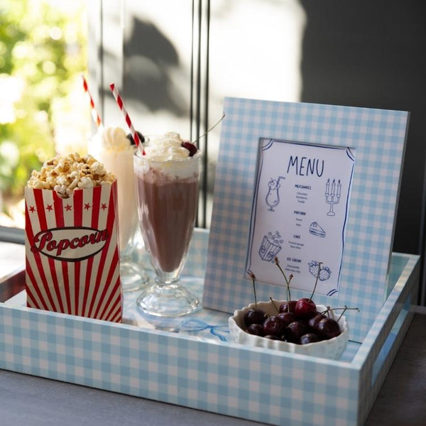 Addison Ross Blue Medium Gingham Tray