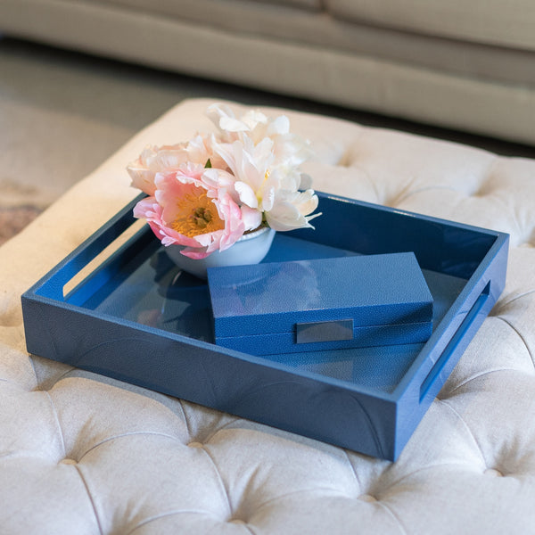 Addison Ross Blue Shagreen Box With Silver