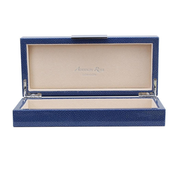 Addison Ross Blue Shagreen Box With Silver