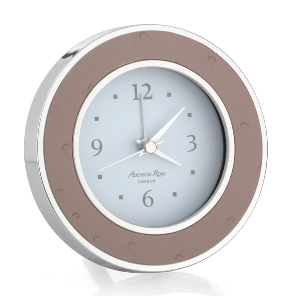 addison ross Blush Ostrich Silver Alarm Clock