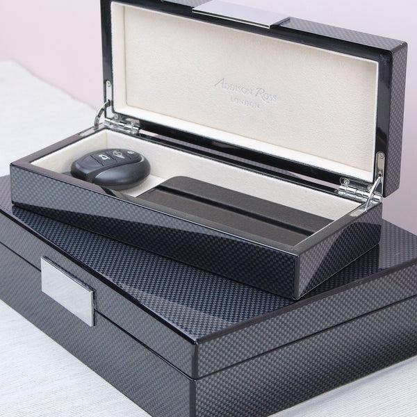 Addison Ross Carbon Fibre Lacquer Box With Silver