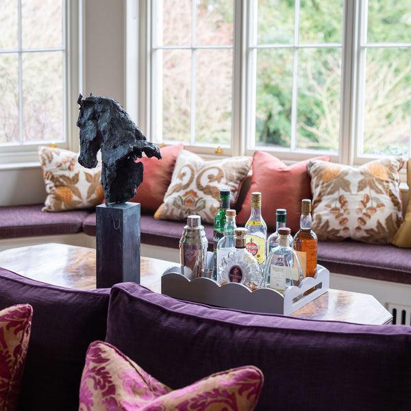 Addison Ross Chiffon Gray Scalloped Edge Tray