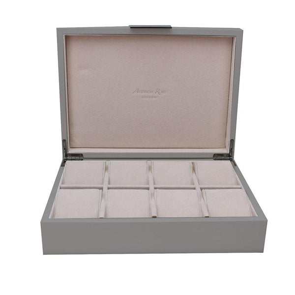 addison ross Chiffon Gray Watch Box: Silver Trim
