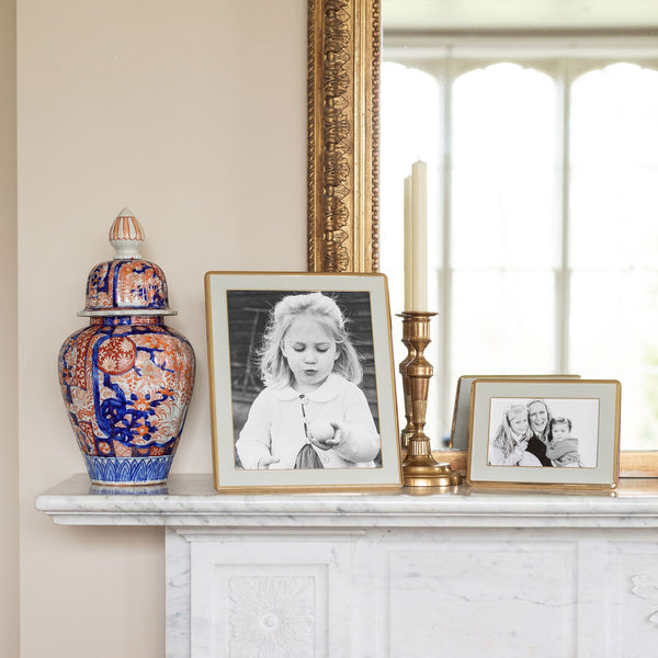 Addison Ross Chiffon Grey Enamel & Gold Curve Frame