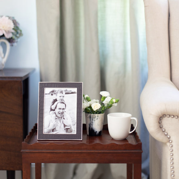 Addison Ross Chocolate Croc & Silver Frame