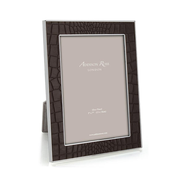 addison ross Chocolate Croc & Silver Frame