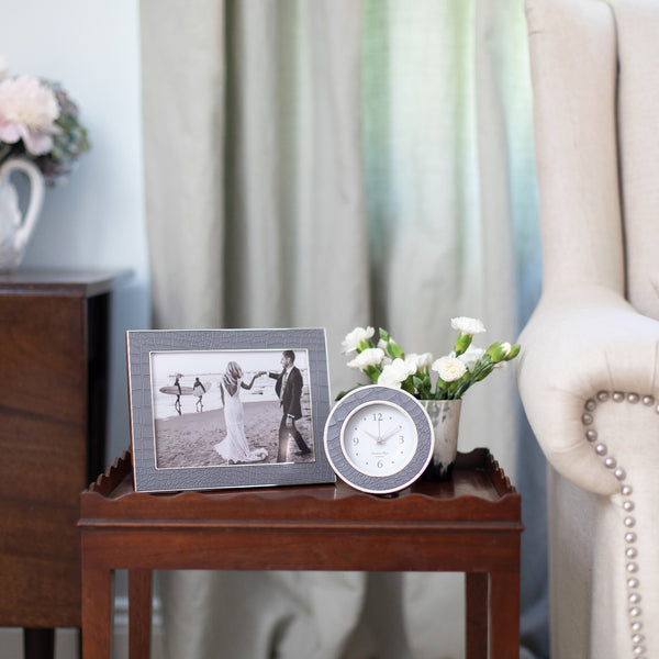 Addison Ross Dove Croc Silver Alarm Clock