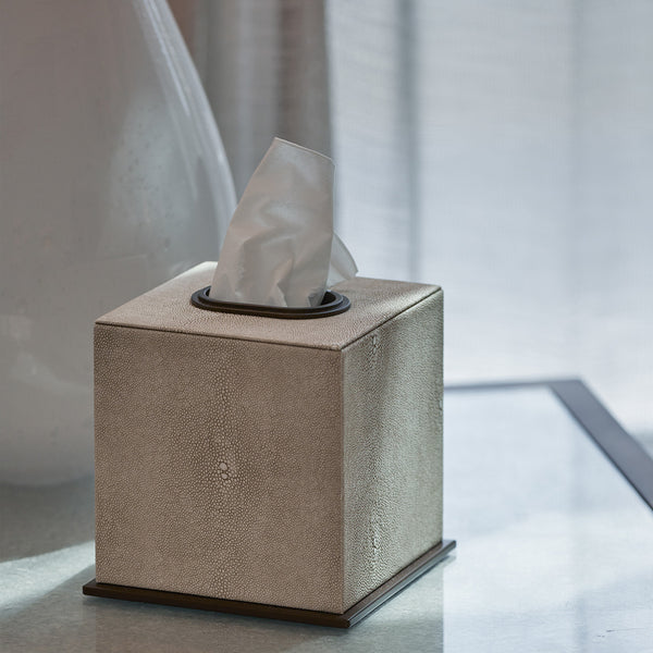 Addison Ross Ecru Faux Shagreen Tissue Box