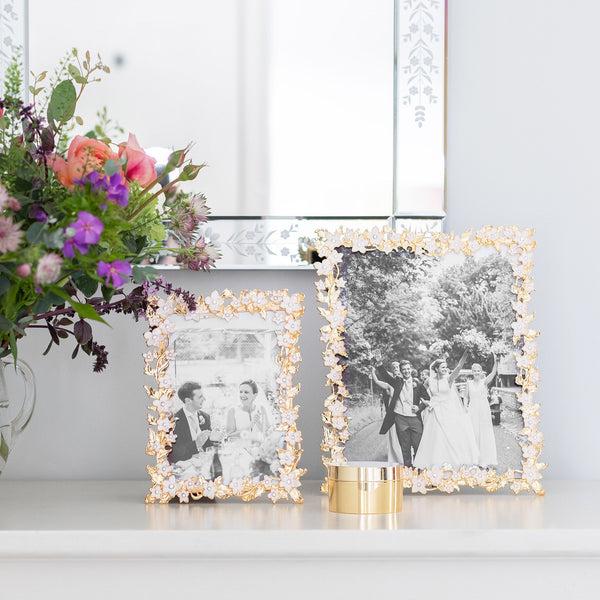 Addison Ross Gold & White Flower Frame