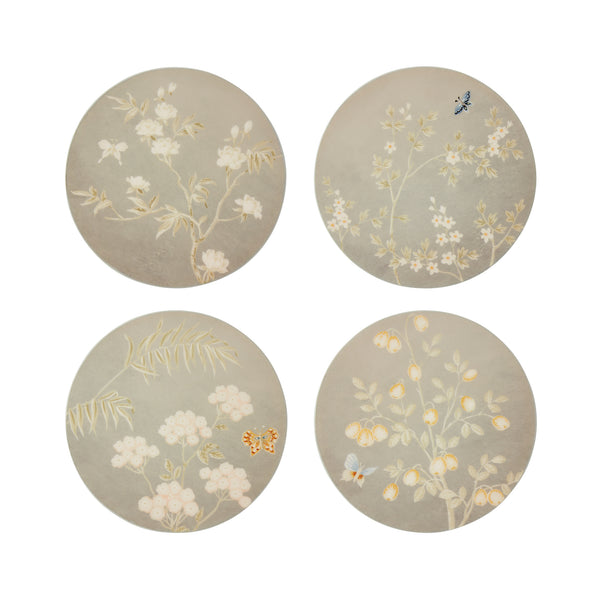 addison ross Grey Chinoiserie Coasters - Set of 4