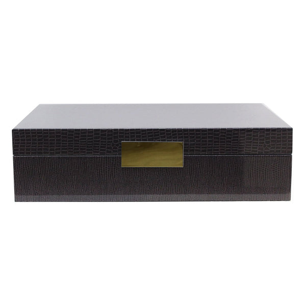 Addison Ross Large Brown Croc & Gold Glasses Box