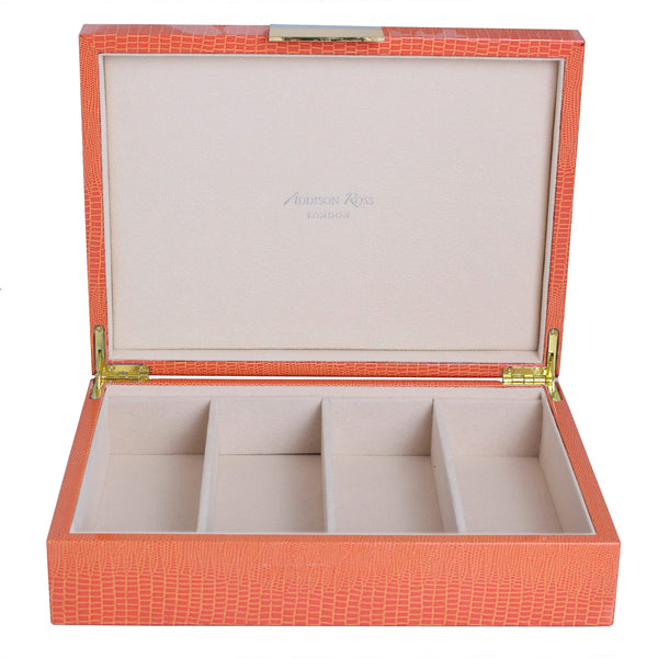 Addison Ross Large Orange Croc & Gold Glasses Box