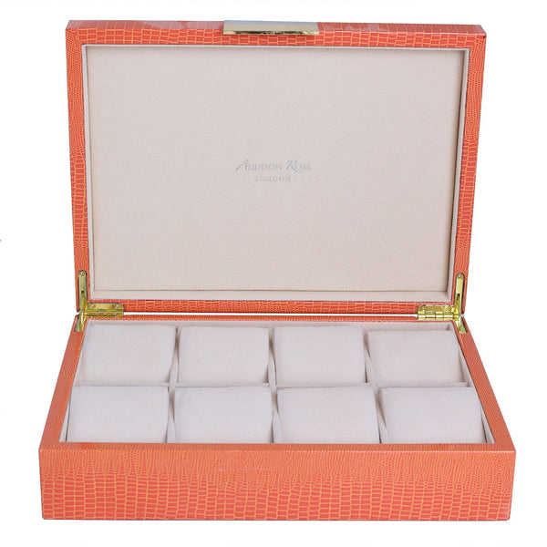addison ross Large Orange Croc & Gold Watch Box