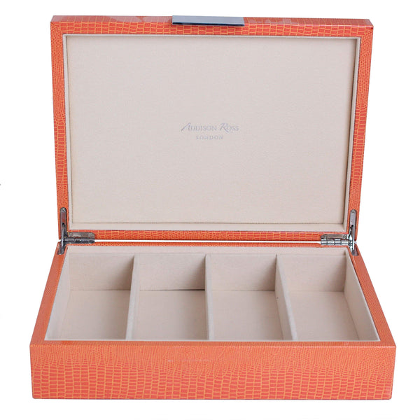 addison ross Large Orange Croc & Silver Glasses Box