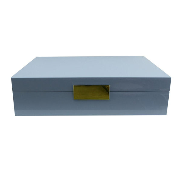 Addison Ross Large Pale Denim & Gold Jewellery Box