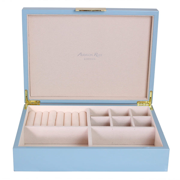 addison ross Large Pale Denim & Gold Jewellery Box
