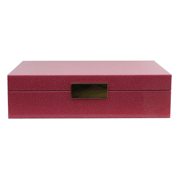 Addison Ross Large Pink Shagreen & Gold Watch Box