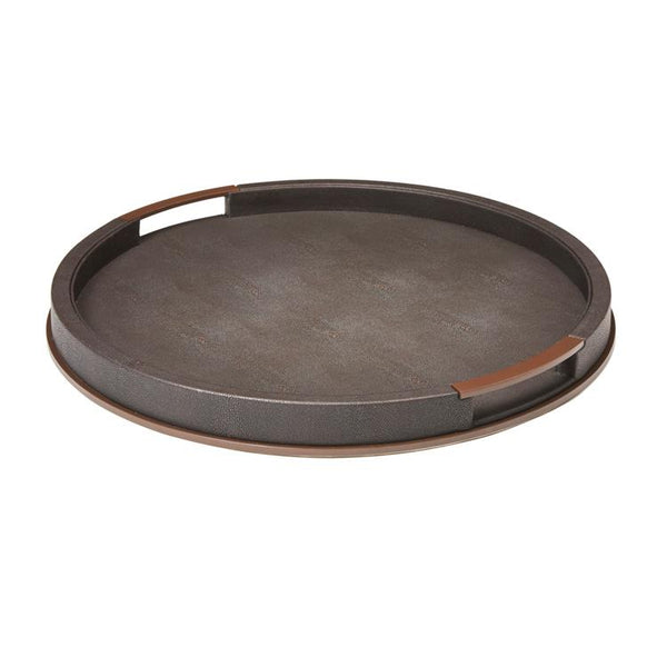 Addison Ross Large Round Anthracite Shagreen Tray