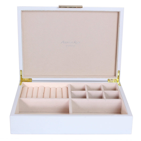 addison ross Large White Jewellery Box with Gold