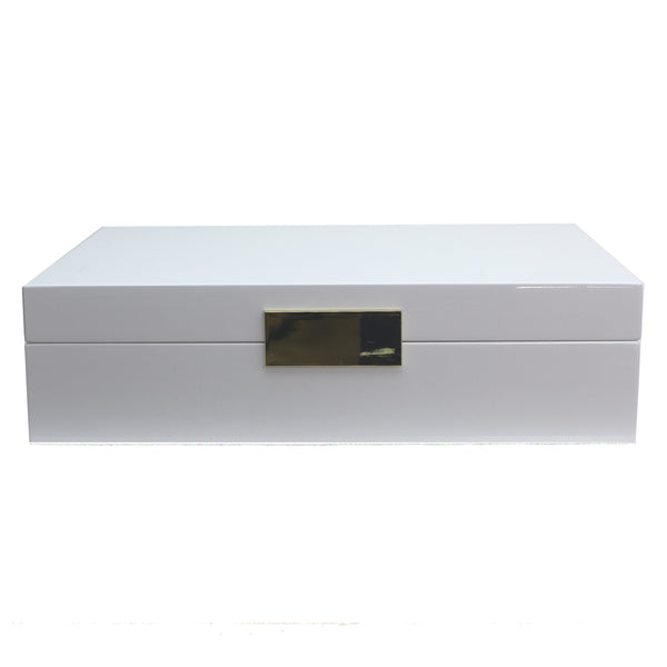 Addison Ross Large White Jewellery Box With Silver
