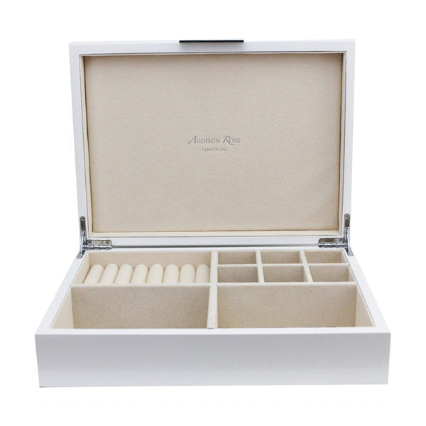 addison ross Large White Jewellery Box with Silver