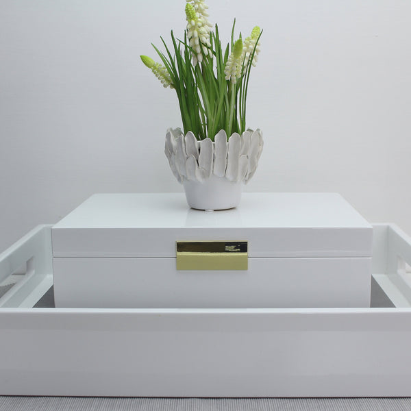 Addison Ross Large White Lacquer Box With Gold