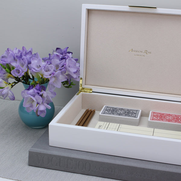 Addison Ross Large White Lacquer Box With Gold