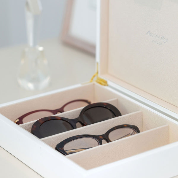 Addison Ross Large White & Silver Glasses Box
