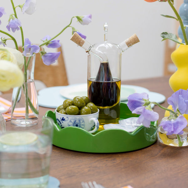 Addison Ross Leaf Green Small Round Scallop Tray