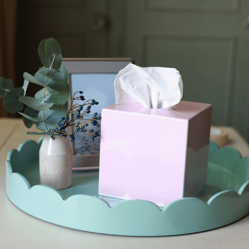 Addison Ross Light Pink Square Tissue Box