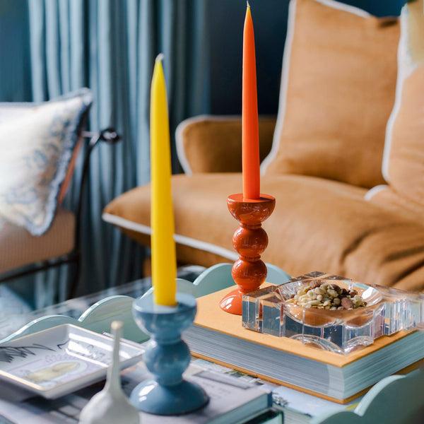 Addison Ross Medium Orange Bobbin Candlestick - 14cm