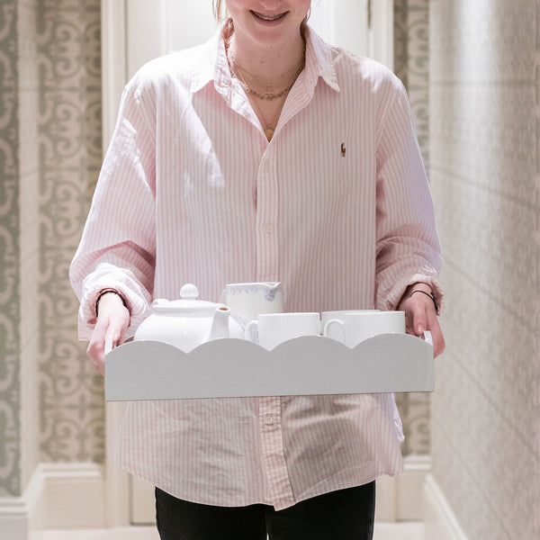 Addison Ross Medium White Scalloped Edge Tray