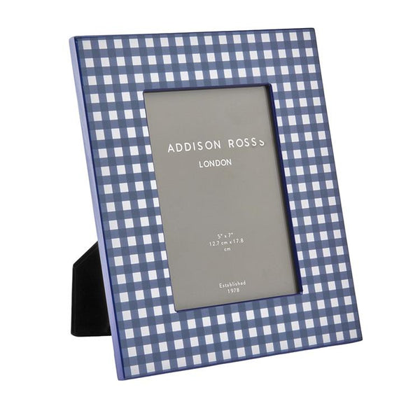 Addison Ross Navy Gingham Lacquer Photo Frame