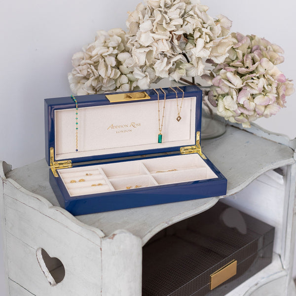 Addison Ross Navy Lacquer Box With Gold