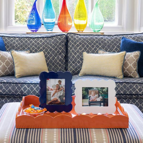 Addison Ross Navy Scalloped Lacquer Photo Frame