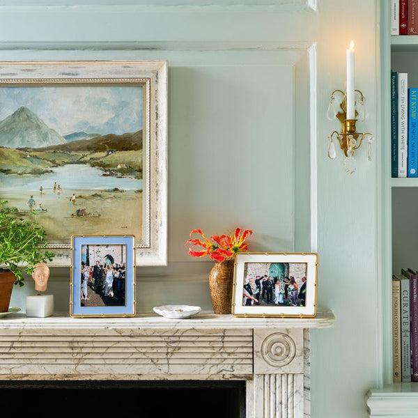 Addison Ross Pale Denim & Gold Bamboo Photo Frame