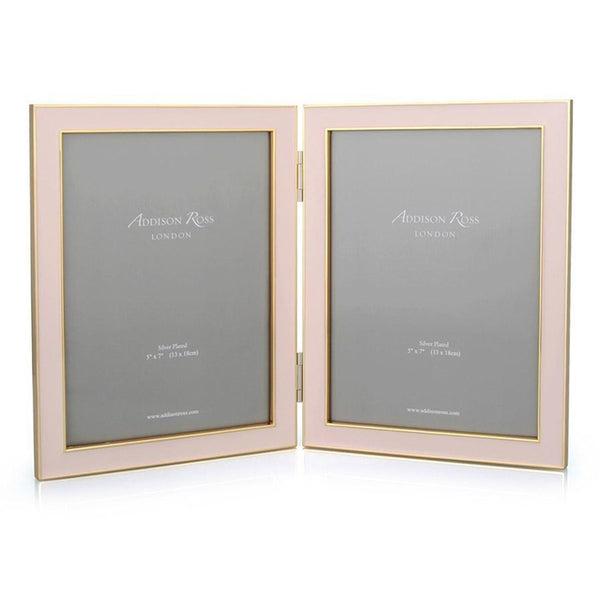 Addison Ross Pale Pink Enamel & Gold Double Frame
