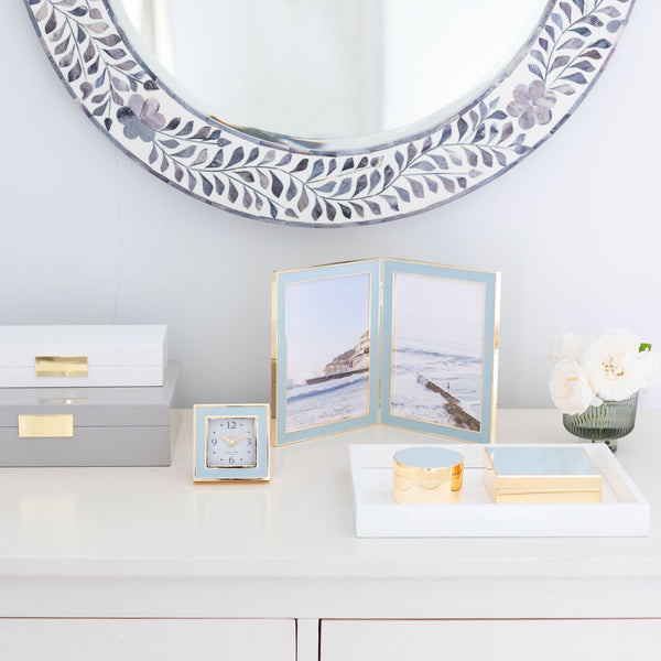 Addison Ross Powder Blue Enamel & Gold Box