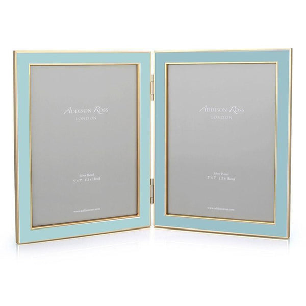 addison ross Powder Blue Enamel & Gold Double Frame
