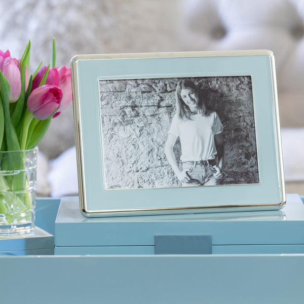 Addison Ross Powder Blue Enamel & Silver Curve Frame