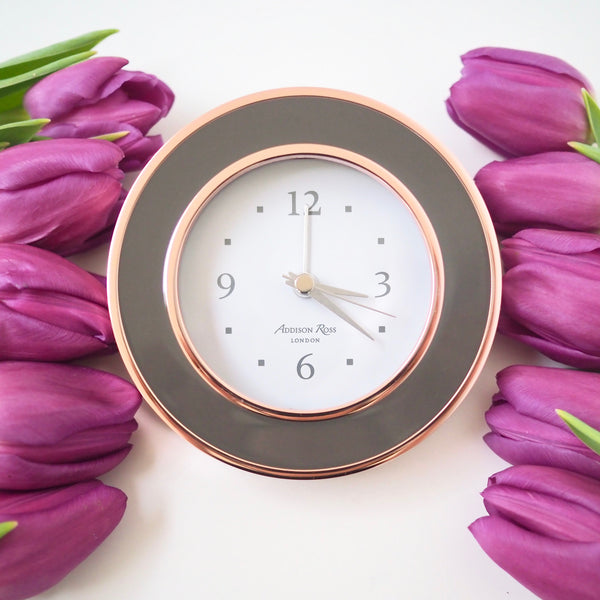 Addison Ross Rose Gold & Taupe Alarm Clock