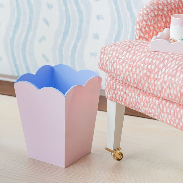 Addison Ross Scalloped Lacquer Bin – Pink & Blue