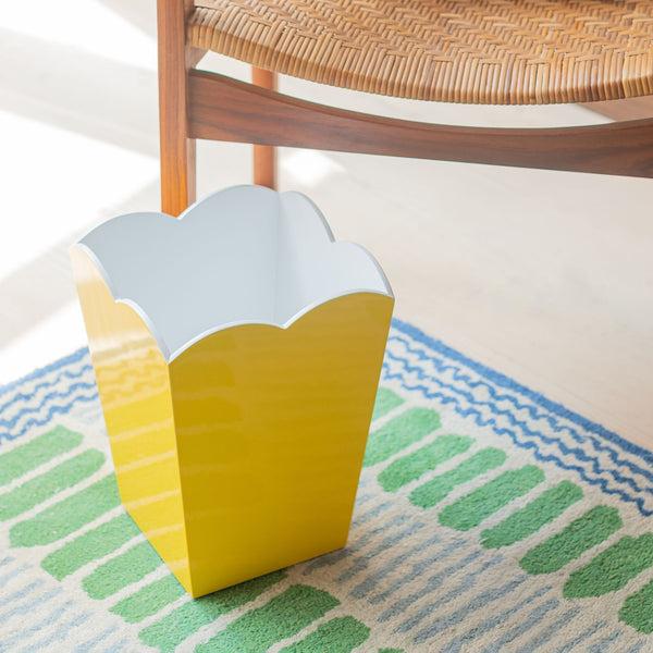 Addison Ross Scalloped Lacquer Bin – Yellow & White