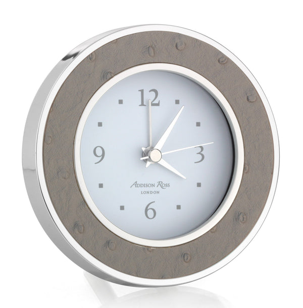 Addison Ross Shadow Ostrich Silver Alarm Clock