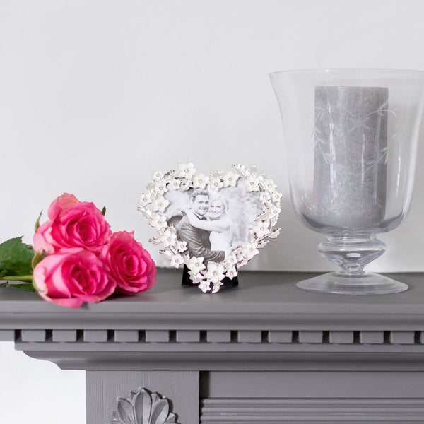 Addison Ross Silver & White Heart Flower Frame