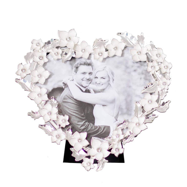 Addison Ross Silver & White Heart Flower Frame