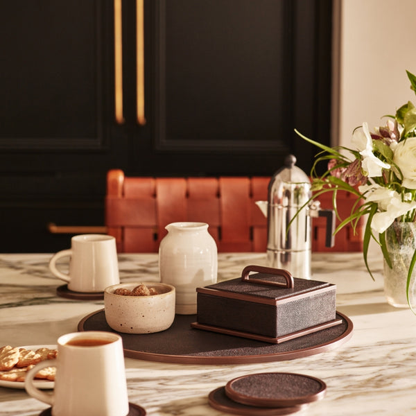 Addison Ross Small Anthracite Faux Shagreen Box