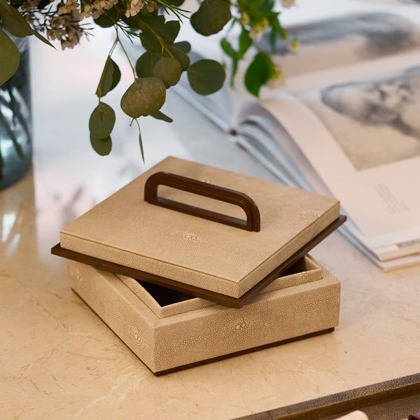 Addison Ross Small Ecru Faux Shagreen Box